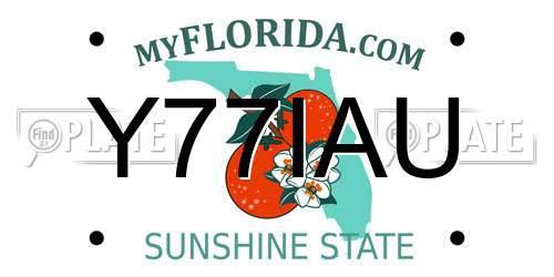 Y77IAU Florida License Plate
