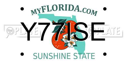 Y77ISE Florida License Plate