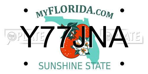 Y77JNA Florida License Plate