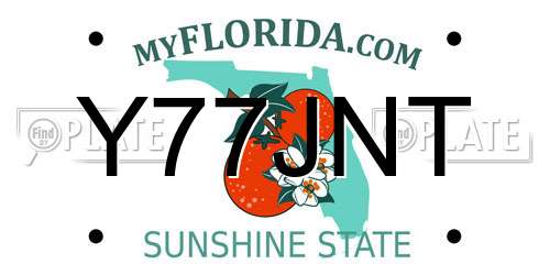 Y77JNT Florida License Plate