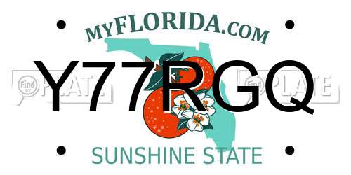Y77RGQ Florida License Plate