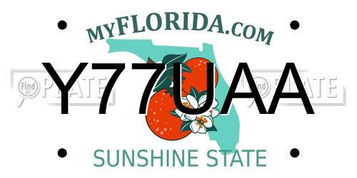 Y77UAA Florida License Plate