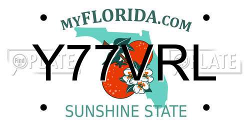 Y77VRL Florida License Plate