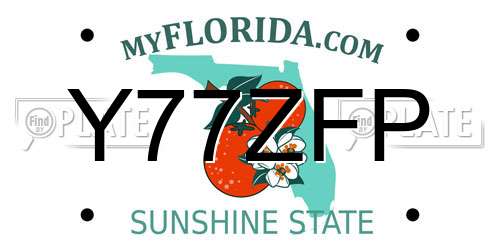 Y77ZFP Florida License Plate