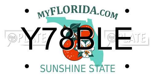 Y78BLE Florida License Plate