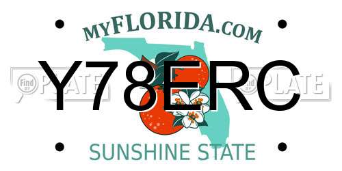Y78ERC Florida License Plate