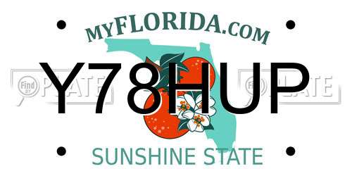 Y78HUP Florida License Plate