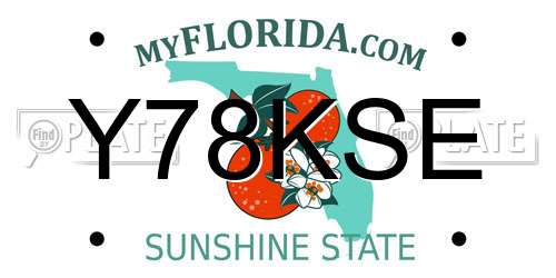 Y78KSE Florida License Plate