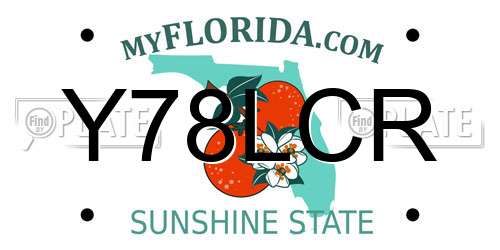 Y78LCR Florida License Plate