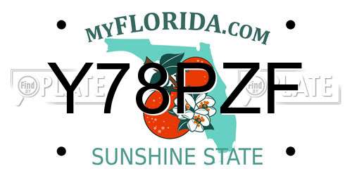 Y78PZF Florida License Plate