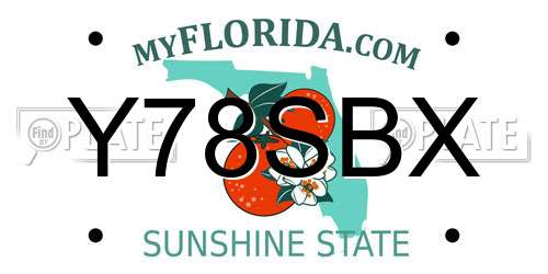 Y78SBX Florida License Plate