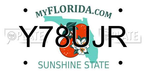 Y78UJR Florida License Plate
