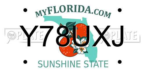 Y78UXJ Florida License Plate