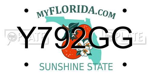 Y792GG Florida License Plate