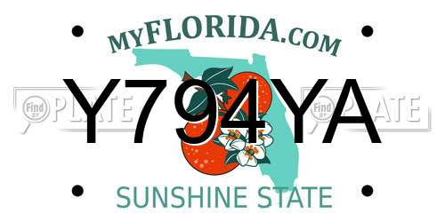 Y794YA Florida License Plate