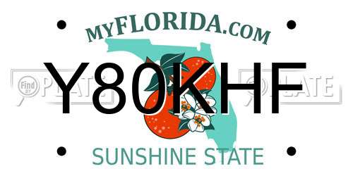 Y80KHF Florida License Plate