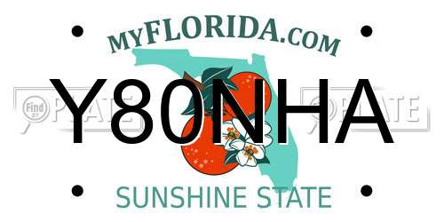Y80NHA Florida License Plate