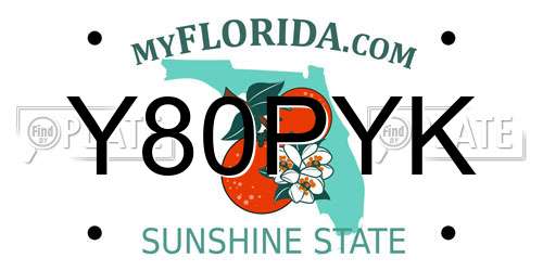 Y80PYK Florida License Plate