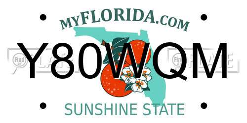 Y80WQM Florida License Plate