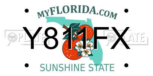 Y811FX Florida License Plate