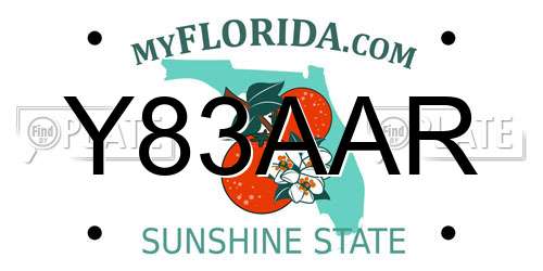 Y83AAR Florida License Plate