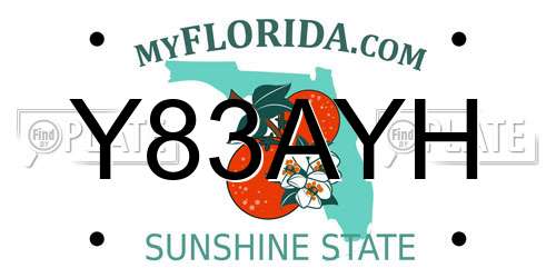 Y83AYH Florida License Plate
