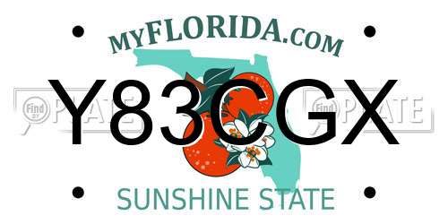 Y83CGX Florida License Plate