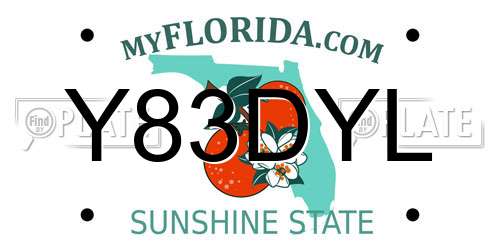Y83DYL Florida License Plate