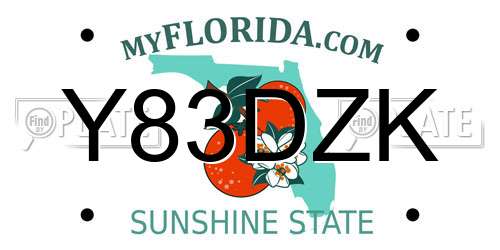 Y83DZK Florida License Plate