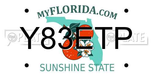 Y83ETP Florida License Plate