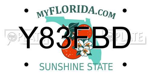 Y83FBD Florida License Plate