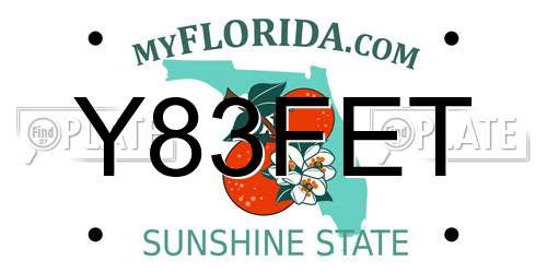 Y83FET Florida License Plate