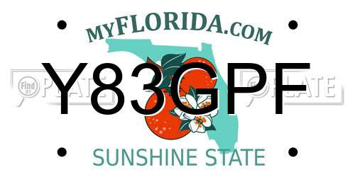 Y83GPF Florida License Plate