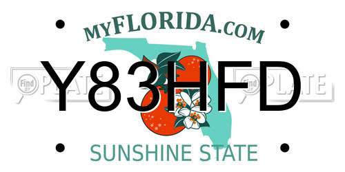 Y83HFD Florida License Plate