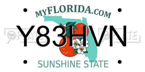 Y83HVN Florida License Plate