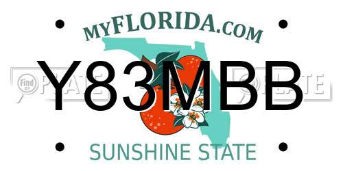 Y83MBB Florida License Plate