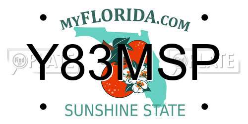 Y83MSP Florida License Plate