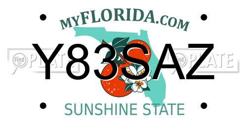 Y83SAZ Florida License Plate
