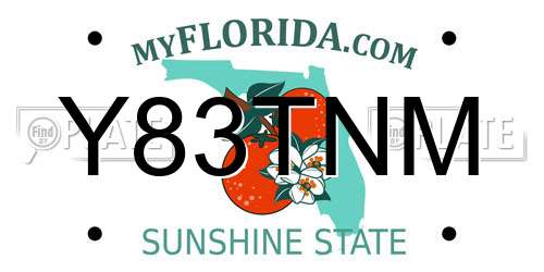 Y83TNM Florida License Plate