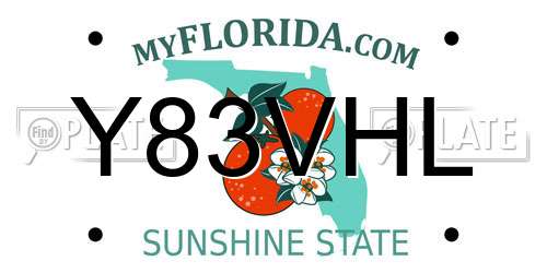 Y83VHL Florida License Plate