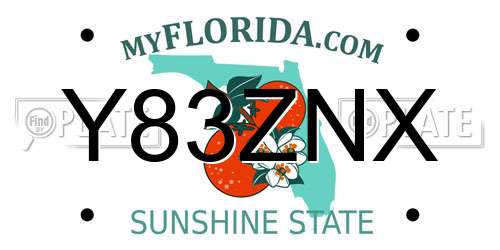 Y83ZNX Florida License Plate