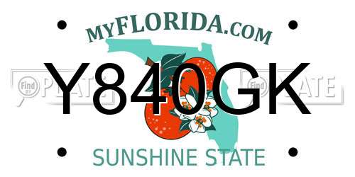 Y840GK Florida License Plate