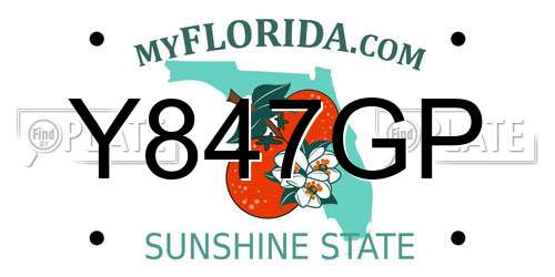 Y847GP Florida License Plate