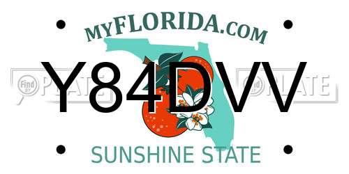 Y84DVV Florida License Plate