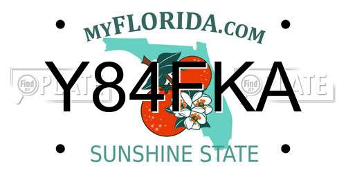 Y84FKA Florida License Plate