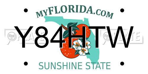 Y84HTW Florida License Plate