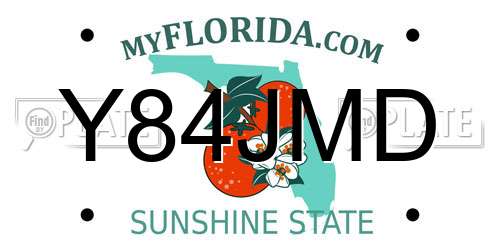 Y84JMD Florida License Plate