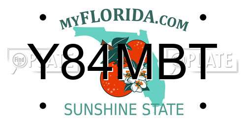 Y84MBT Florida License Plate