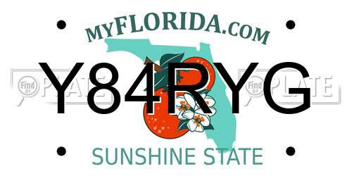 Y84RYG Florida License Plate