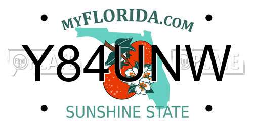Y84UNW Florida License Plate